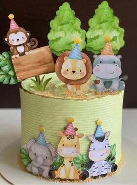 Animal Cake Topper Giraffe Elephant Zebra Happy Birthday Wed