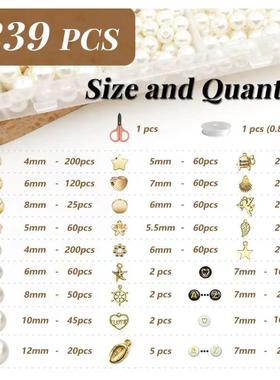 1239pcs Pearl Beads Set For Bracelet Jewelry Making Kit DIY