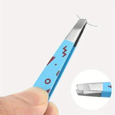 Stainless Steel Slanted Tip Eyebrow Tweezers-Cartoon Precisi