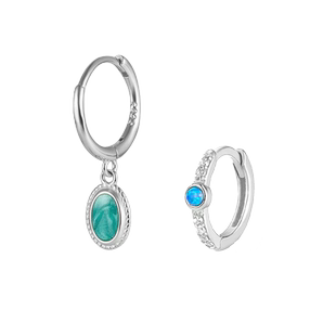 邓为同款耳环男925银复古欧美潮流街头星空珐琅耳钉耳圈女耳扣