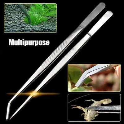 2PCS 48Cm Silver Plant Tweezers Fish Tank Aquatic Plants
