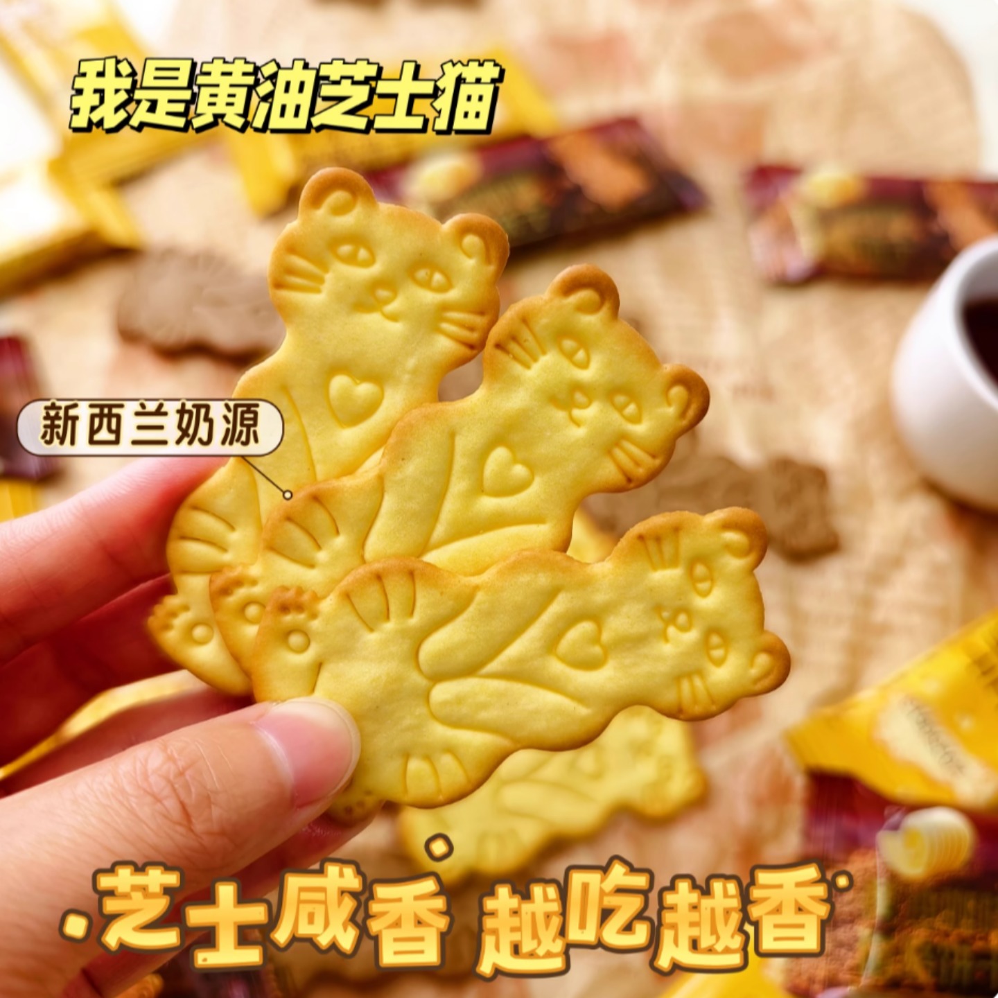 芝士猫酪饼干咖啡味岩烧薄脆