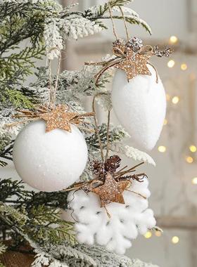 White Christmas Ornaments Set, Snowflake Bell Teardrop Foam