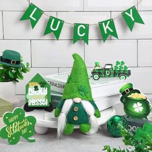 Wooden Tiered Tray Set St Patricks Day Rustic Wood Green