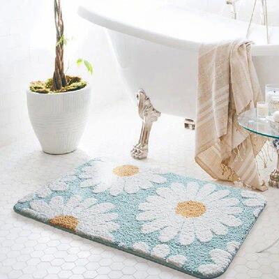 Daisy Bathroom Mat Nordic Fluffy Carpet Area Rug Bath Room