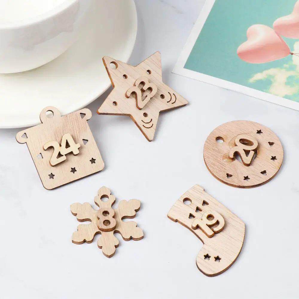 Merry Christmas Clips Xmas Gift Bags Decor Wooden Pendant Nu