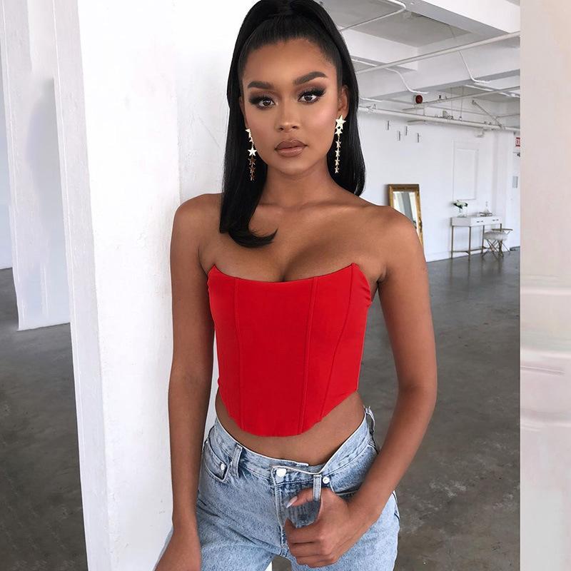Sleeveless Off Shoulder Velvet Women Corset Crop Tops Vest