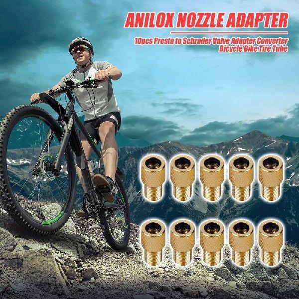 10pcs Bicycle Valve Adapters Presta to Schrader Converters