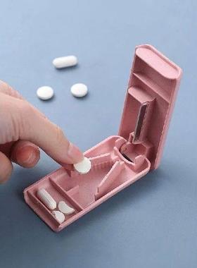 PP Reusable Mini Cute Pill Box with Pill Cutter Travel Home