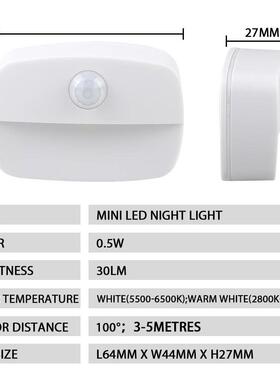 Mini LED Night Lamp Motion Sensor Light Indoor AAA Battery 1