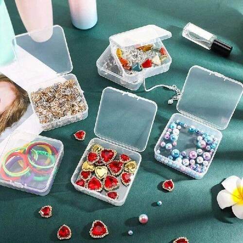 12x Mini Boxes Square Clear Plastic Jewelry Storage Case