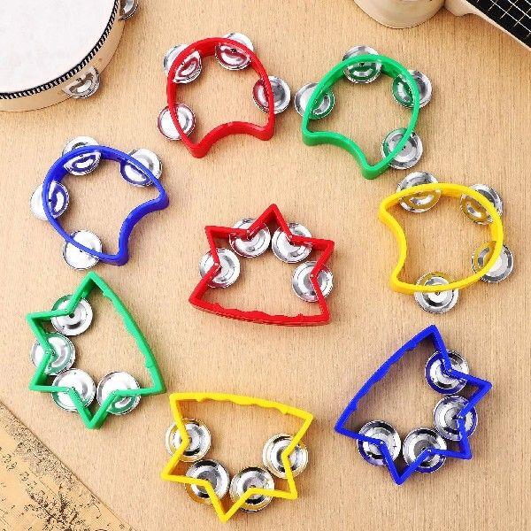 16Pcs Hand Bells Set 8Pairs RedGreenYellowBlue Percussion