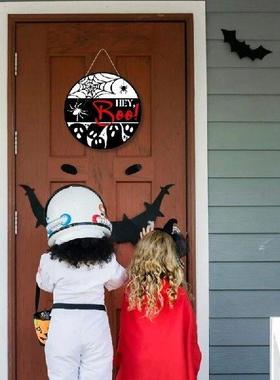 Halloween Boo Sign Round Plaques 8Inch Ghostly Pattern