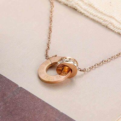 Ins Fashion Double Circle Roman Numerals Diamond-encrusted T