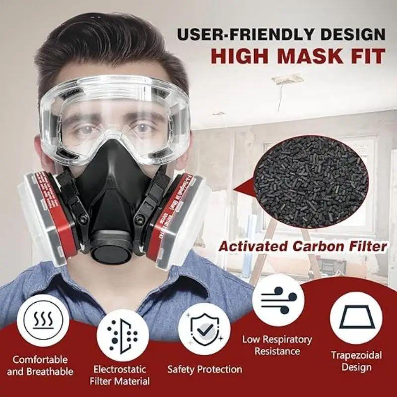 New 7-in-1/16-in-1 Black 6200 Dust Mask Half Face Respirator