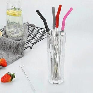 4Pcs Reusable Metal Straws with Silicone Tips Straw Brush