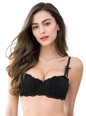Varsbaby Sexy Lace Bra Half Cup Push Up Underwear Thin Cotto