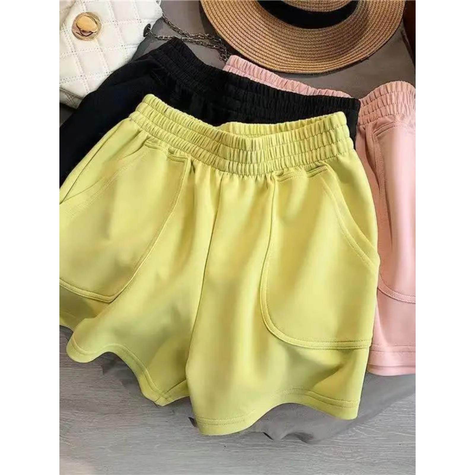 Elastic waist sports wide leg shorts 女士松紧腰运动阔腿短裤