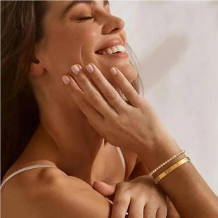 Stackable Gold Bracelets Bangles for Women Girls 14K Gold Pl