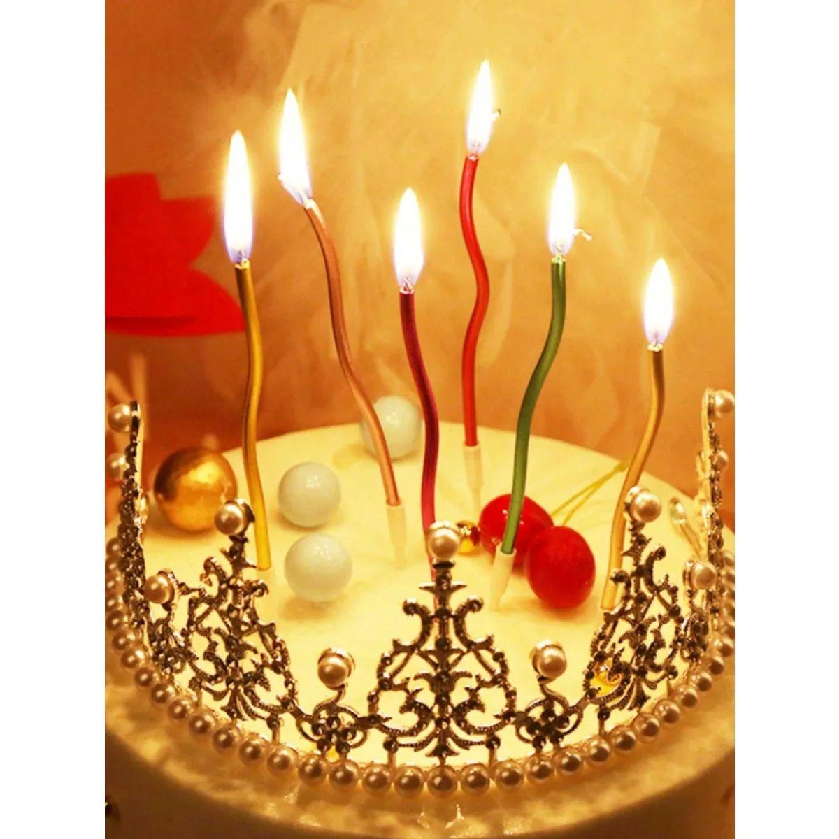 6/12/48pcs/1case Birthday Candles Spiral Cake Candles Long T