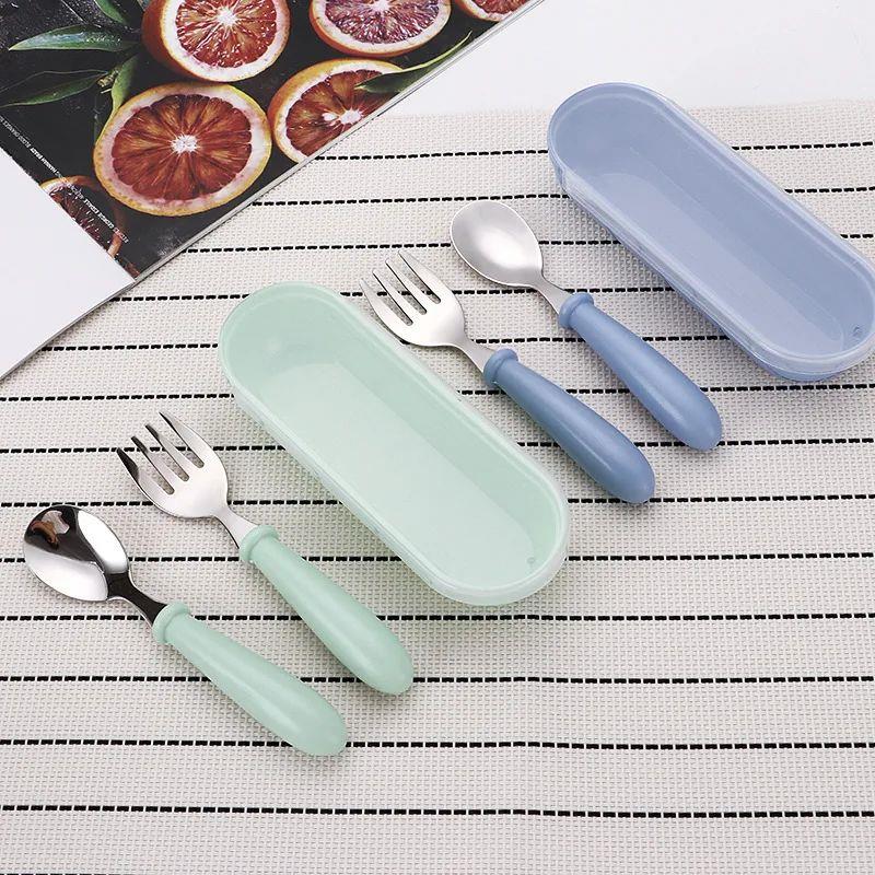3pcs Children Spoon Forks Box Kids Stainless Steel Kids Cutl