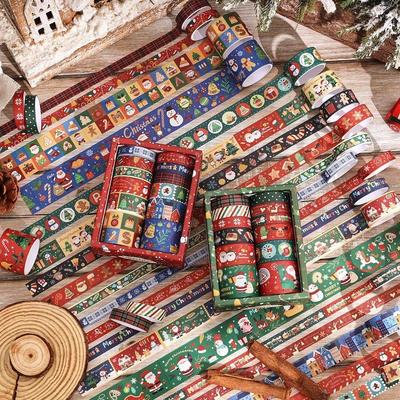 12 rolls Vintage Christmas Washi Tape Set 4 Sizes Decorative