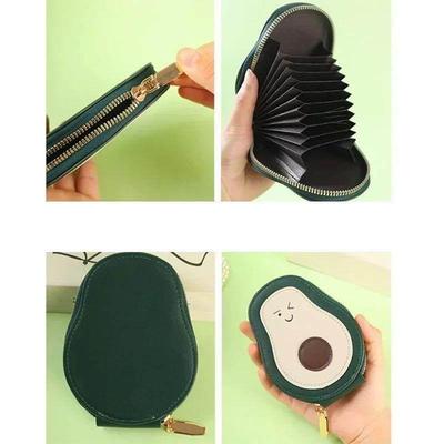 Cute Avocado Cartoon Card Holder Wallet for Women PU Leather