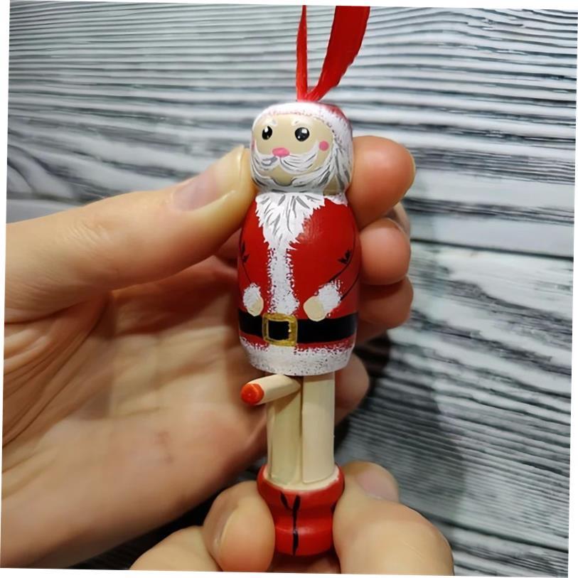 Funny Wooden Santa Stocking Fillers Christmas Tree Hanging P