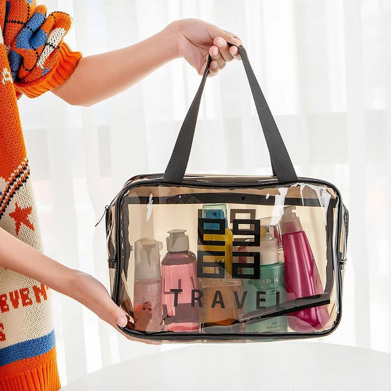 PU Travel Storage Bag Cosmetic Makeup Washbag Clear Handbag