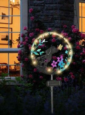 Solar Garden Lights Dog Butterfly Projection Design Yard