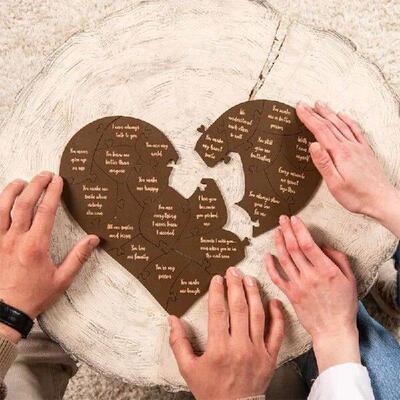 Reasons Why I Love You Wooden Heart Puzzle Romantic Love