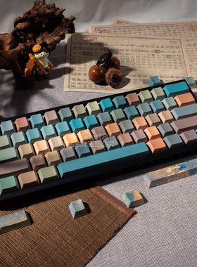 Womier油画原厂创意客制化键盘pbt绿色渐变透光侧刻键帽87-108键