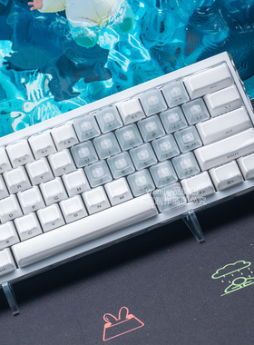 womier透明水晶侧刻果冻键帽透光粉色键盘键帽爱心雾透键帽小蜜蜂