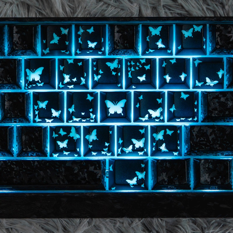 womier黑蝴蝶键帽夜光蓝色发光键帽机械键盘配件松弛感