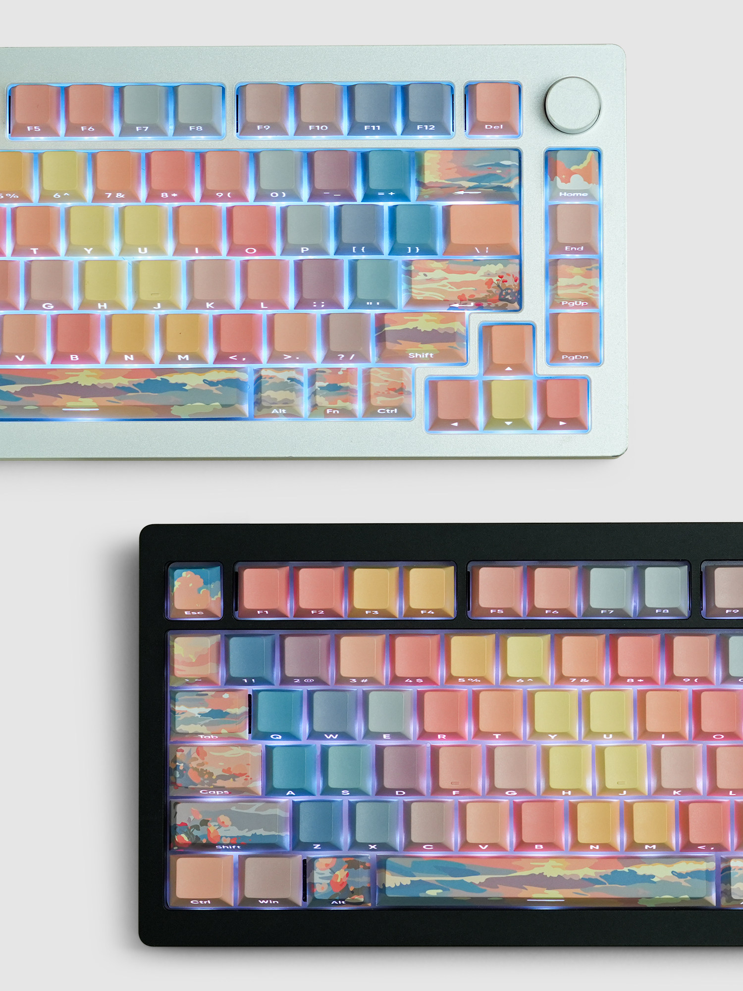 WOMIERS SUNSET THEMED MECHANICAL KEYBOARD CAPS ARE PERSONALIZED AND CUSTOMIZED TRANSLUCENT PBT SIDE-ENGRAVED KEYCAPS