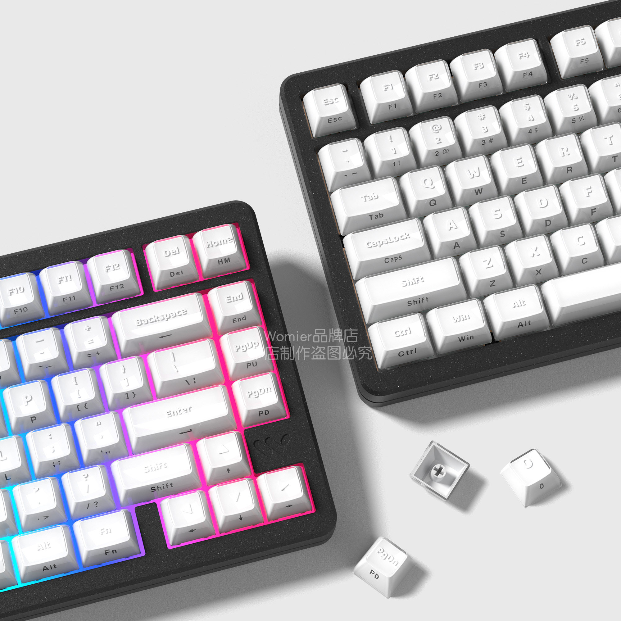 womier水晶3.0键帽白色个性字母数字键帽机械键盘配件图片