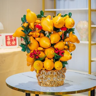 五代同堂黄金果盆栽插花年宵花客厅新居春节开业店庆盆景招财进宝