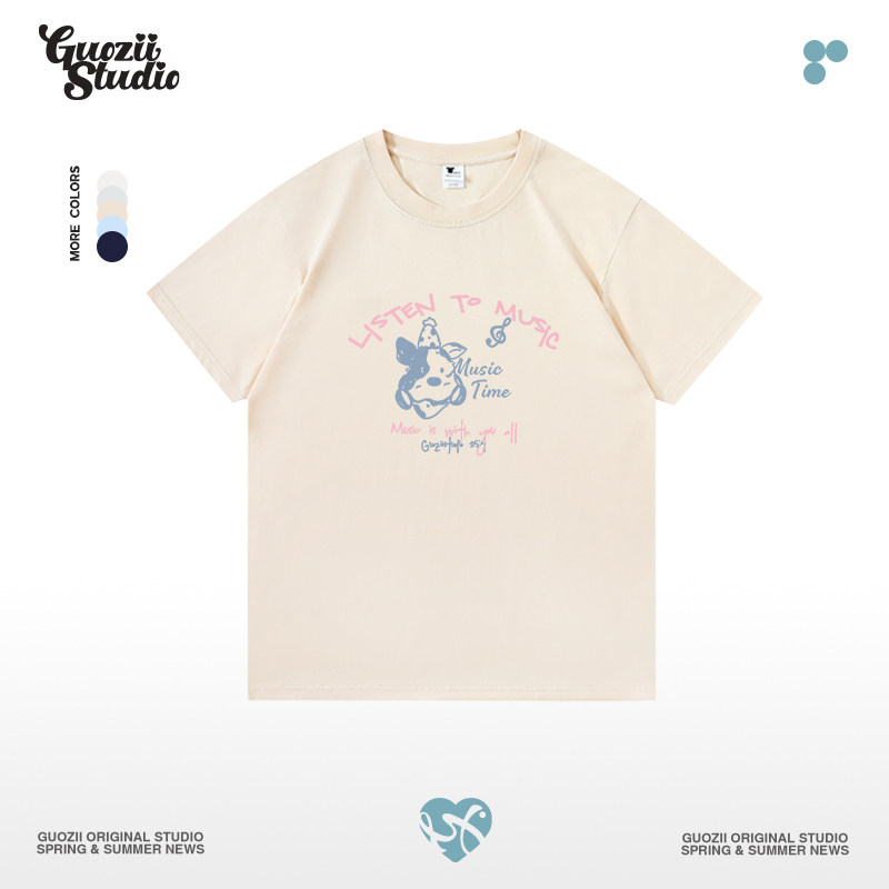 Guozii纯棉重磅正肩短袖女夏显瘦短袖t恤女ins风潮2026年新款上衣