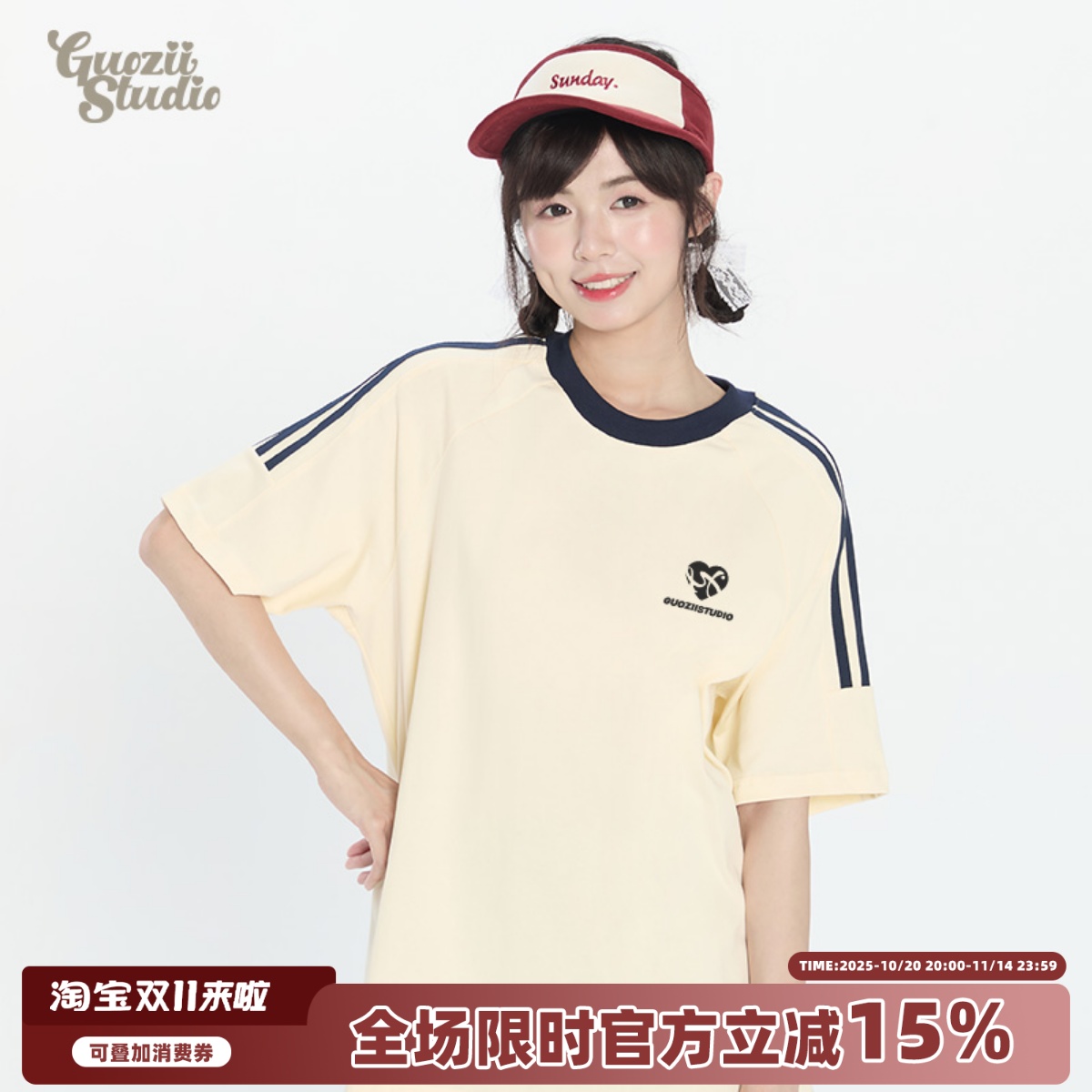 短袖拼接常规印花纯棉t恤女