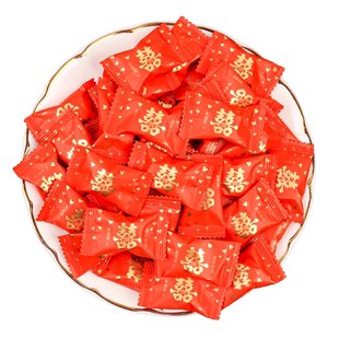 结婚喜糖小金喜喜字草莓味硬糖婚庆订婚回礼专用糖果散装批发