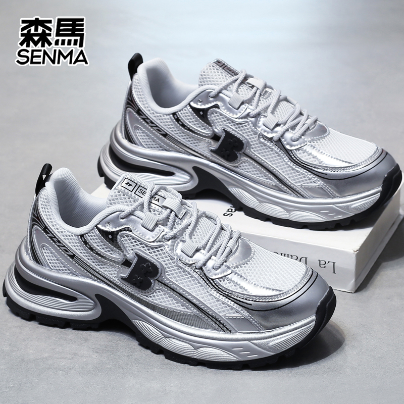 SENMA/森马透气网面老爹鞋情侣款厚底休闲鞋男士跑步鞋女运动鞋
