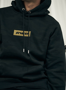 RWB×DPLS复古经典小方标连帽卫衣男女袋鼠兜长袖深色宽松真品