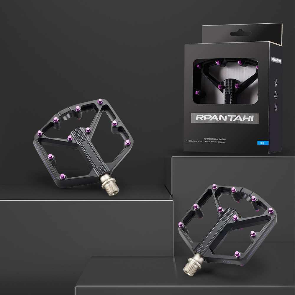 山地公路自行车脚踏板 铝合金轴承培林轻量化宽面带防滑钉脚蹬子