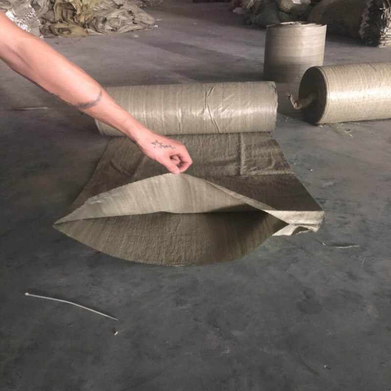 灰绿色编织袋布卷筒料蛇皮袋桶料半成品包裹袋打包批发单层缠绕带图片