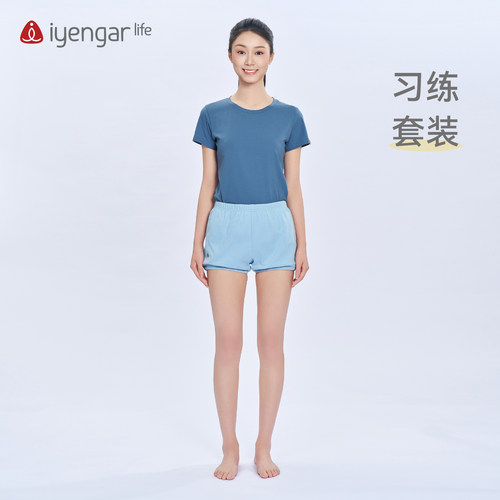 夏季短袖短裤弹力瑜伽套装男女款