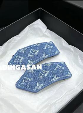老花发夹蓝色印花牛仔BB夹刘海夹