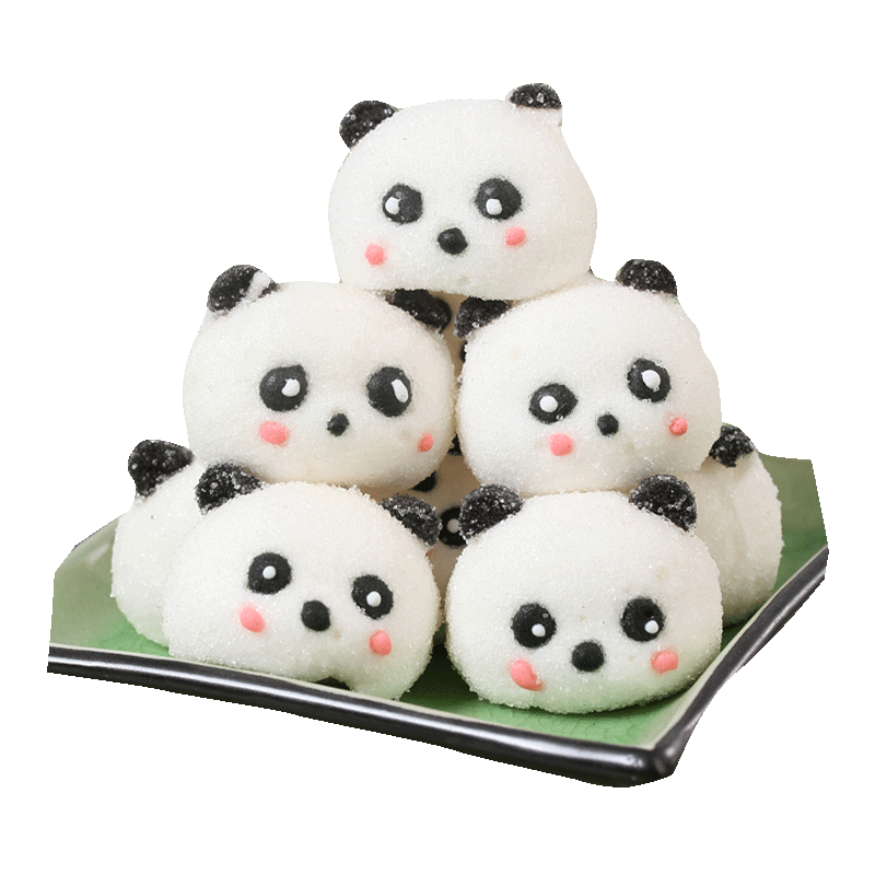 3D网红立体熊猫头棉花糖果创意冰粉冰淇淋搭配花花熊蛋糕装饰批发