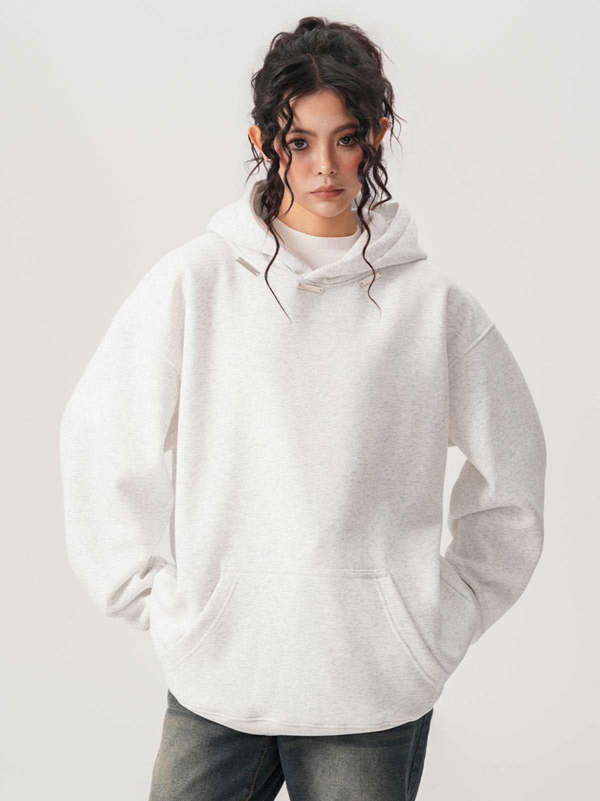 American-Style Heavyweight 420g Fleece-Lined Hoodie for Women and Men, Autumn and Winter Trendy Brand, Loose Design, Black Top