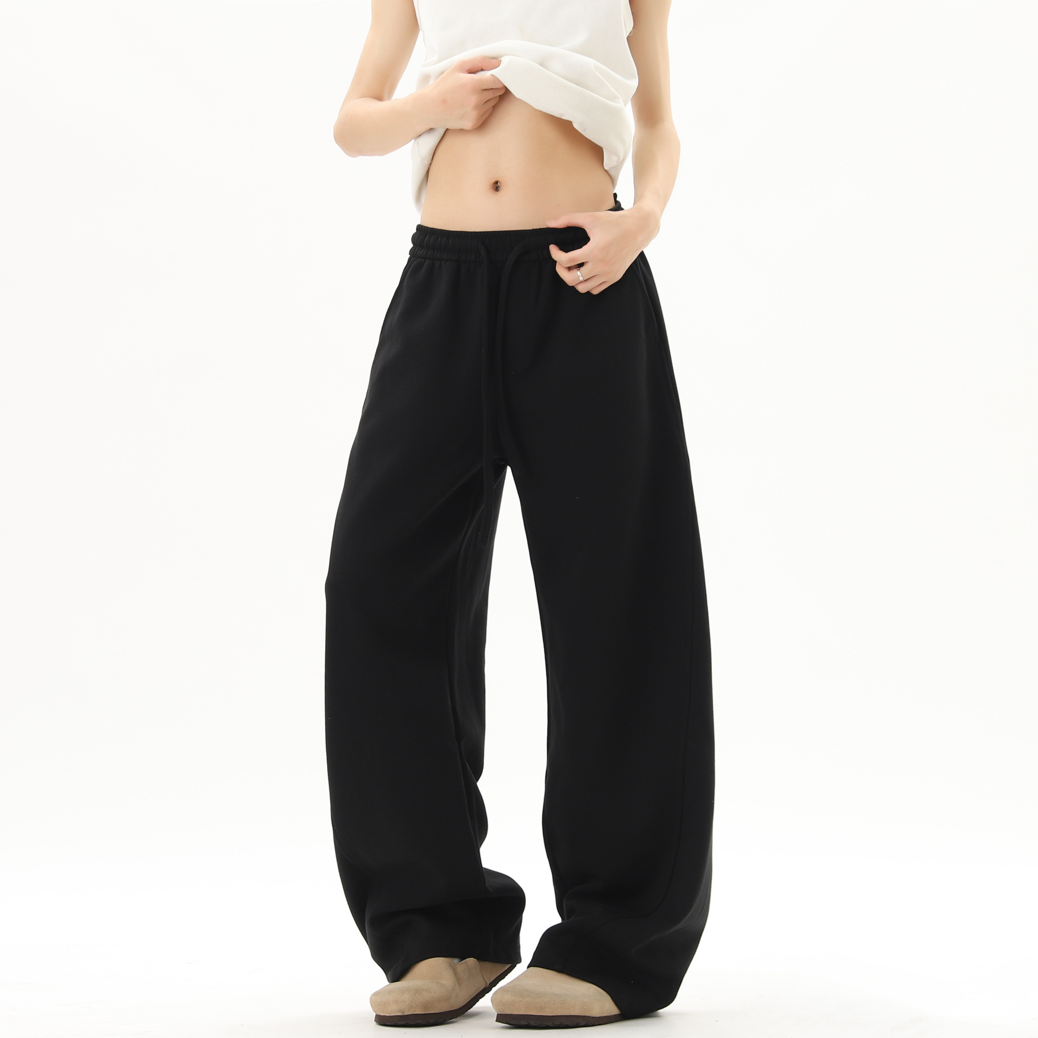 thumbnail for Navy blue scimitar sweatpants for women and men autumn cleanfit drape slimming wide-leg pants versatile casual sports pants