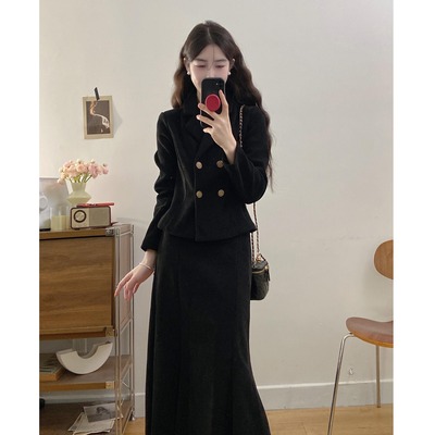 大码胖mm小香风套装裙秋